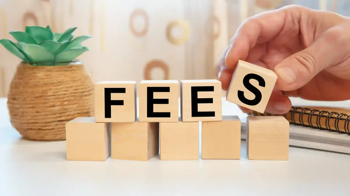 fees written on blocks