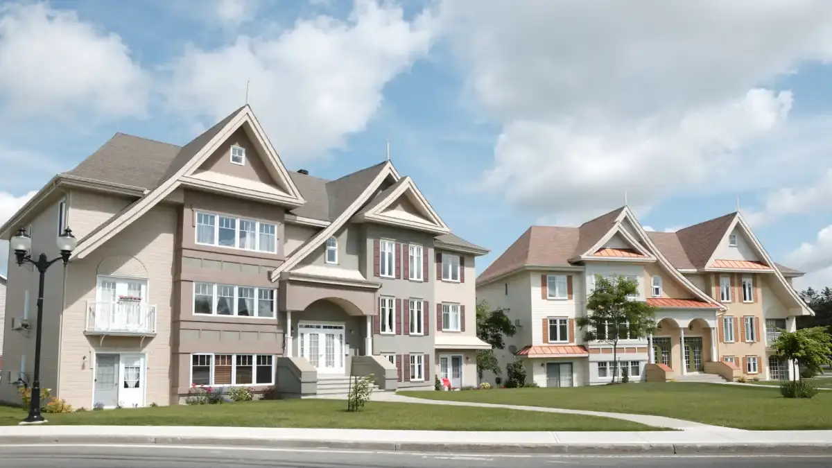 Pre-construction projects mockup with detached houses